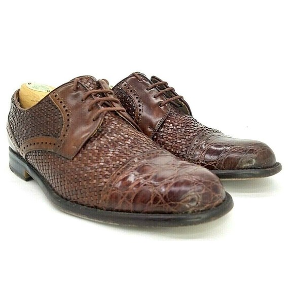 Paolo de Marco Mens Lace Up Shoes Crocodile Leather Brown Size US 8 EUC main image 10